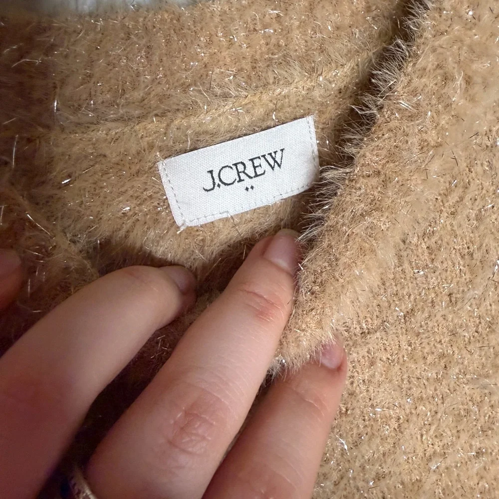 J Crew Factory Short Sleeve Tinsel Sweater in Camel Tinsel‎